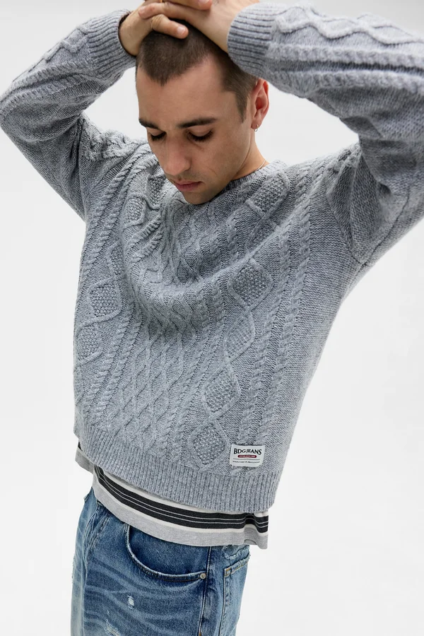 BDG CABLE KNIT - Strickpullover - grey