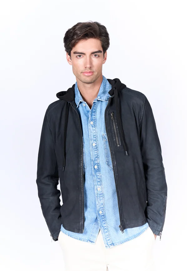BEACH TOWN-FN SB - Lederjacke - dark navy