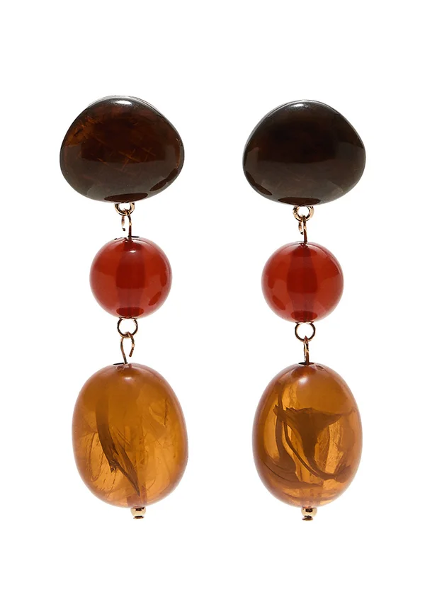 BEADED DANGLE - Ohrringe - dark red