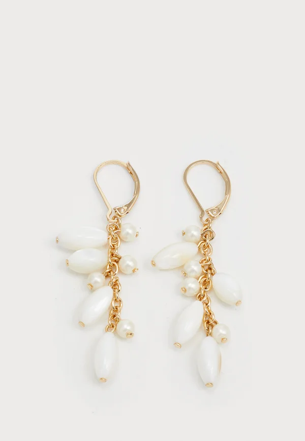 BEADED LINEAR - Ohrringe - gold-coloured/white