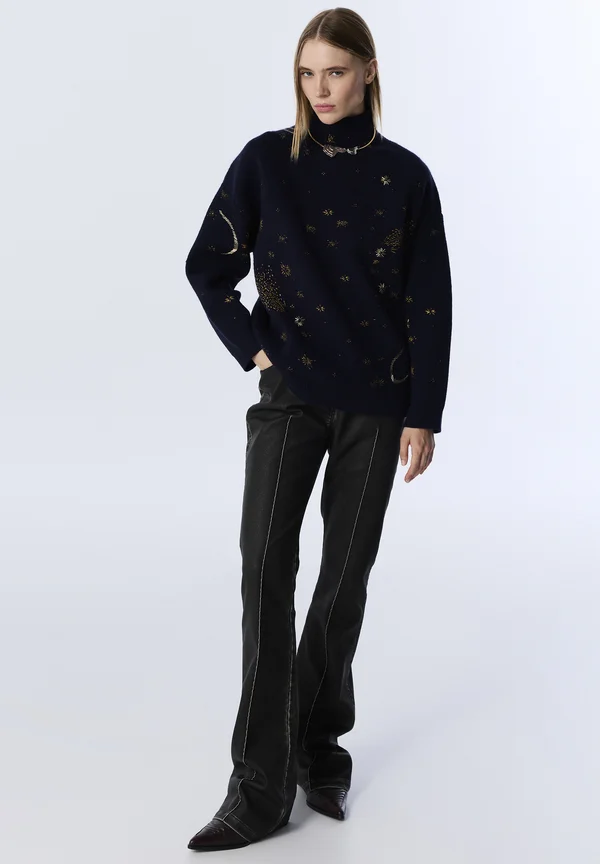 BEADED - Strickpullover - navy