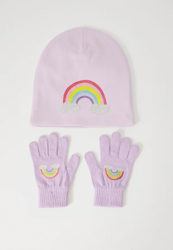 BEANIE AND MAGIC GLOVES RAINBOW UNISEX - Fingerhandschuh - light lilac