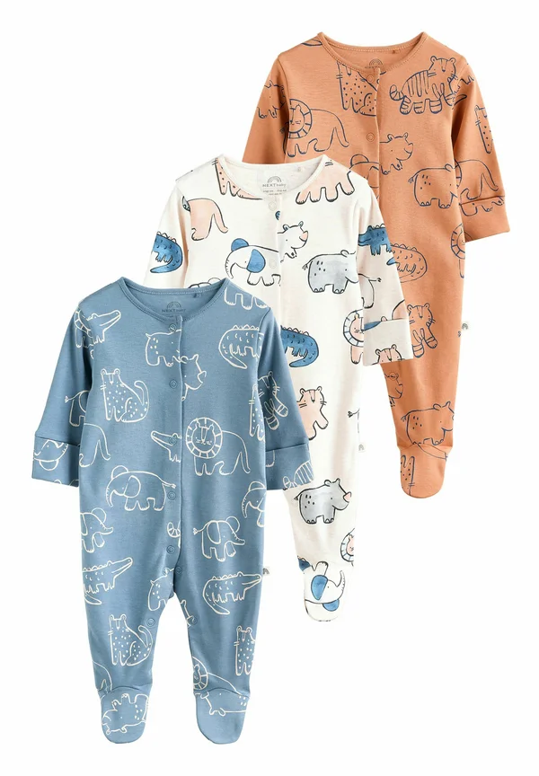 BEAR 3 PACK - Strampler - blue brown