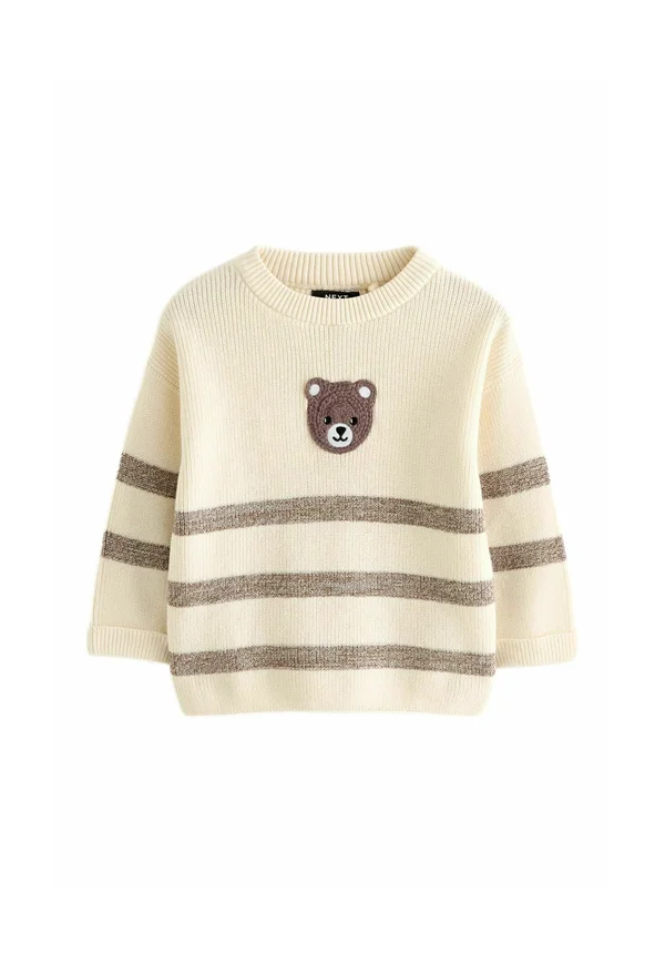 BEAR STRIPE CREW NECK - Strickpullover - ecru cream brown