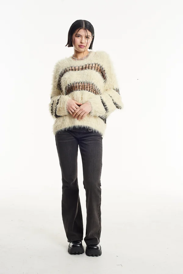 BEETLE UNISEX - Strickpullover - ecru/black