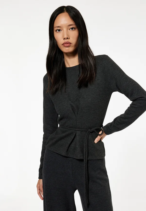 BELTED - Strickpullover - anthracite