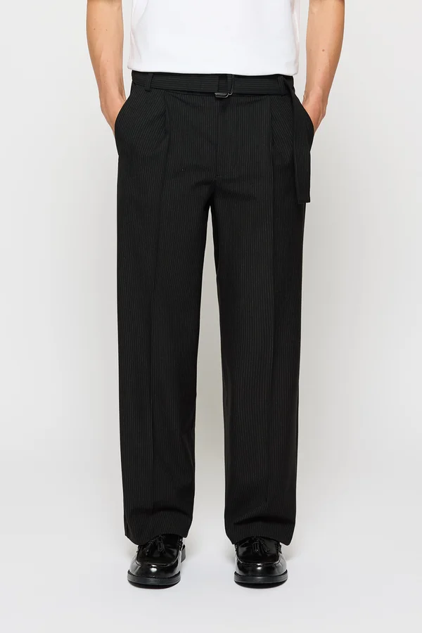 BELTED TAILORED UNISEX - Stoffhose - black