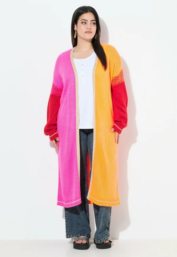 BEQUEME PASSFORM, COLORBLOCKING - Strickjacke - neon orange