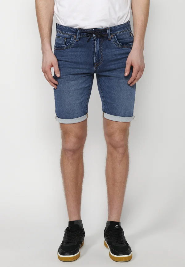 BERMUDA - Jeans Shorts - azul med   medium blue