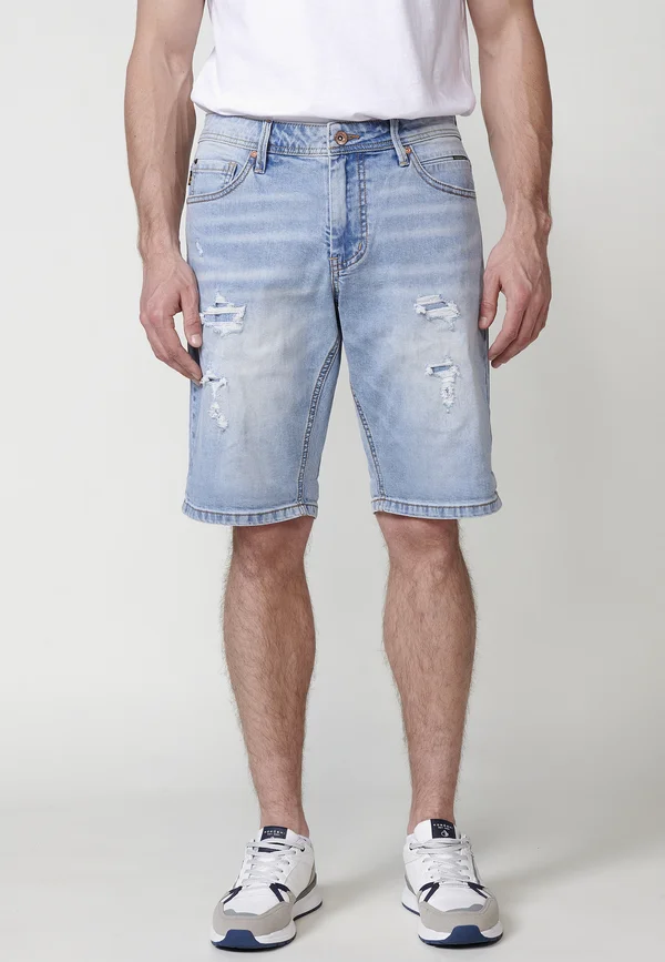 BERMUDA WITH FIVE POCKETS - Jeans Shorts - azul cl light blue