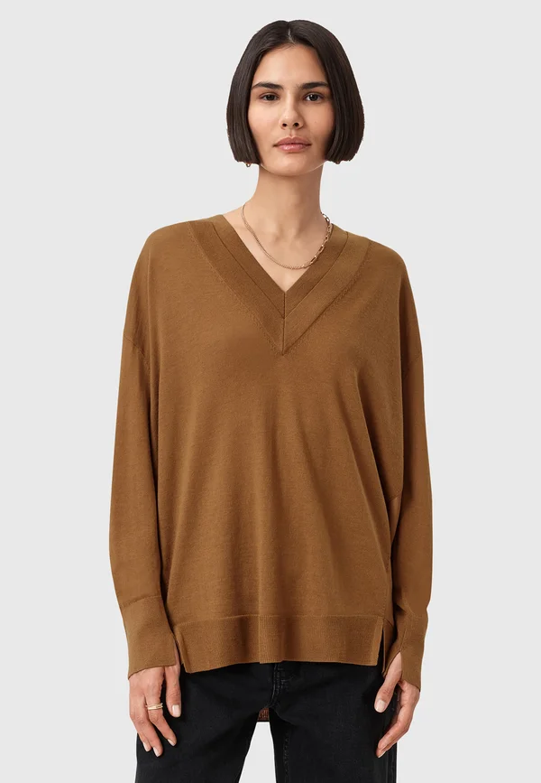 BERN PANEL V NECK - Strickpullover - caramel brown