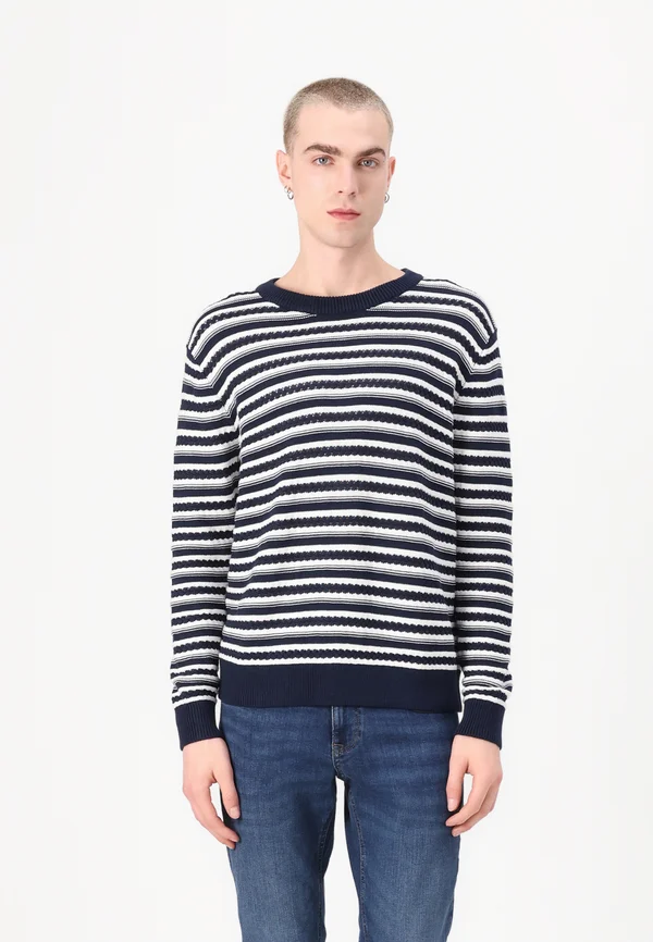 BEST BRETON STRIPE SWEATER - Strickpullover - dark night navy/ancient white