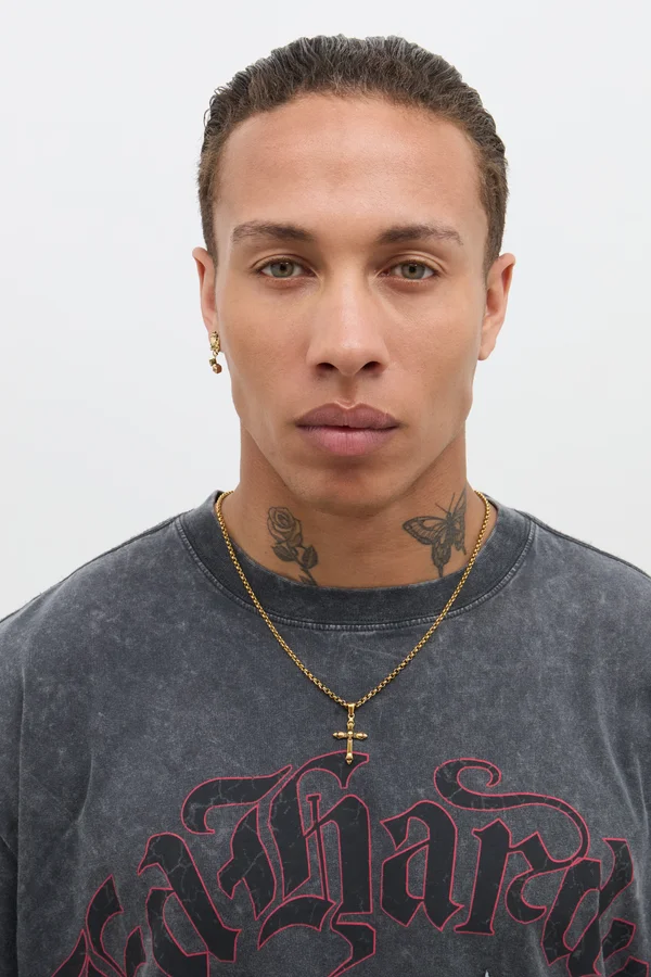 BEVELLED CROSS UNISEX - Halskette - gold-coloured