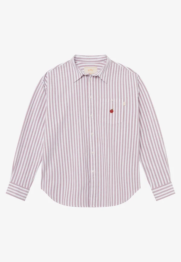 BIG APPLE STRIPED UNISEX - Hemdbluse - merlot/white