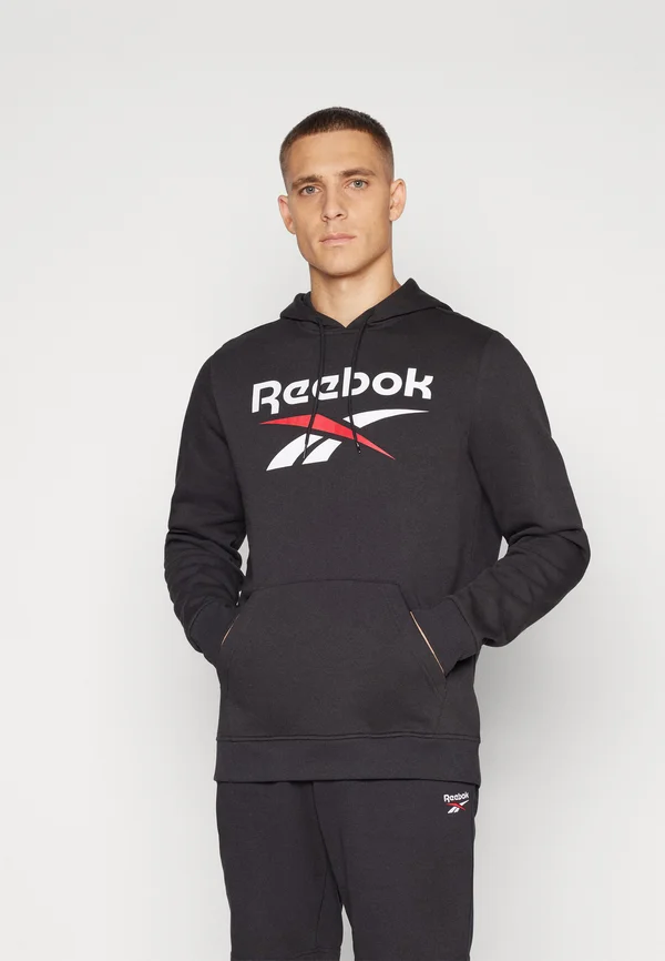 BIG LOGO HOOD - Kapuzenpullover - black/white/vector red