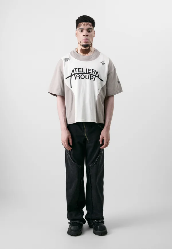 BIKER UNISEX - T-Shirt print - white/grey