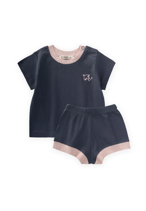 BIRD EMBROIDERED CONTRAST SET - Shorts - dark blue