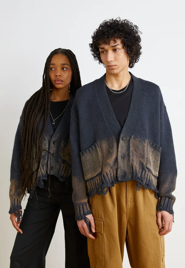 BLEACHED UNISEX - Strickjacke - black