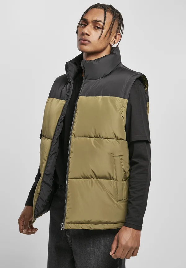 BLOCK PUFFER VEST - Weste - black/tiniolive