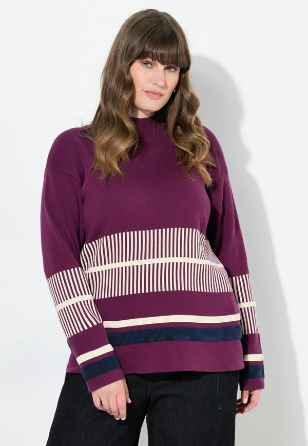 BLOCK STRIPED MILANO - Strickpullover - forest berry