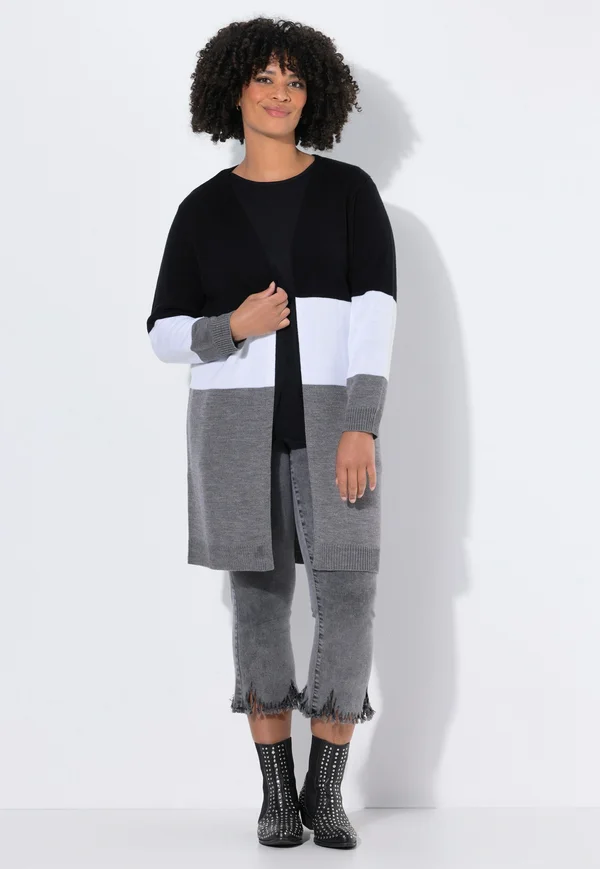 BLOCKSTREIFEN OFFENE FORM - Strickjacke - black