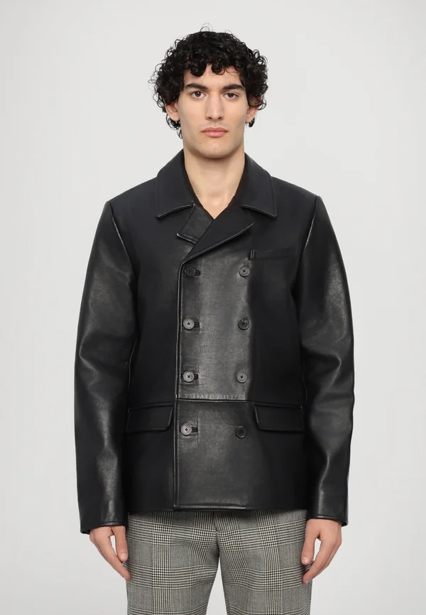 BLOUSON - Lederjacke - black
