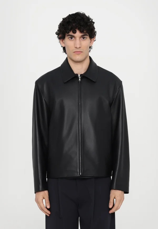 BLOUSON MINIMAL - Lederjacke - noir
