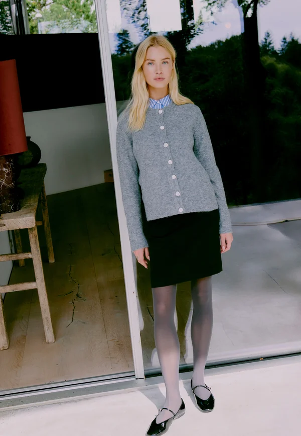 BMMMINNA CARDIGAN - Strickjacke - mid grey melange