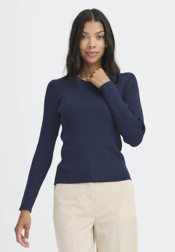 BMMNORMA RIB ONECK - Strickpullover - navy blazer