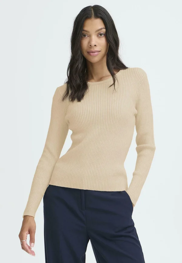 BMMNORMA RIB ONECK - Strickpullover - oyster melange