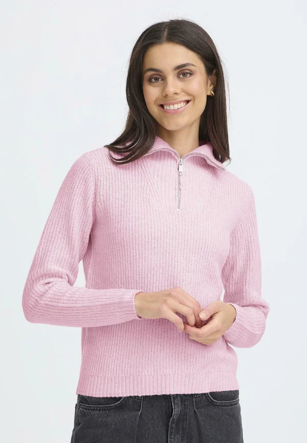 BMMOLARA HALFZIP - Strickpullover - parfait pink melange