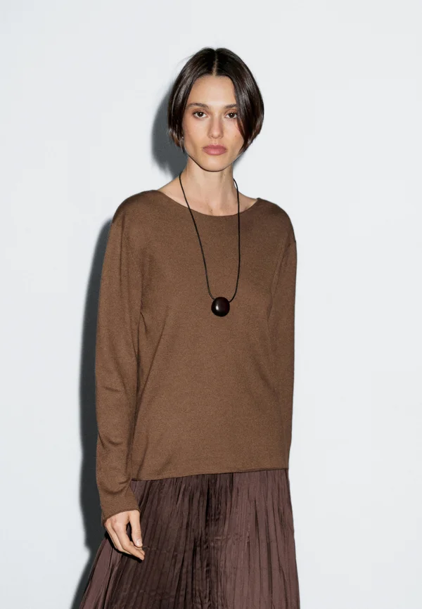 BOAT NECK LONG SLEEVE - Strickpullover - dark brown