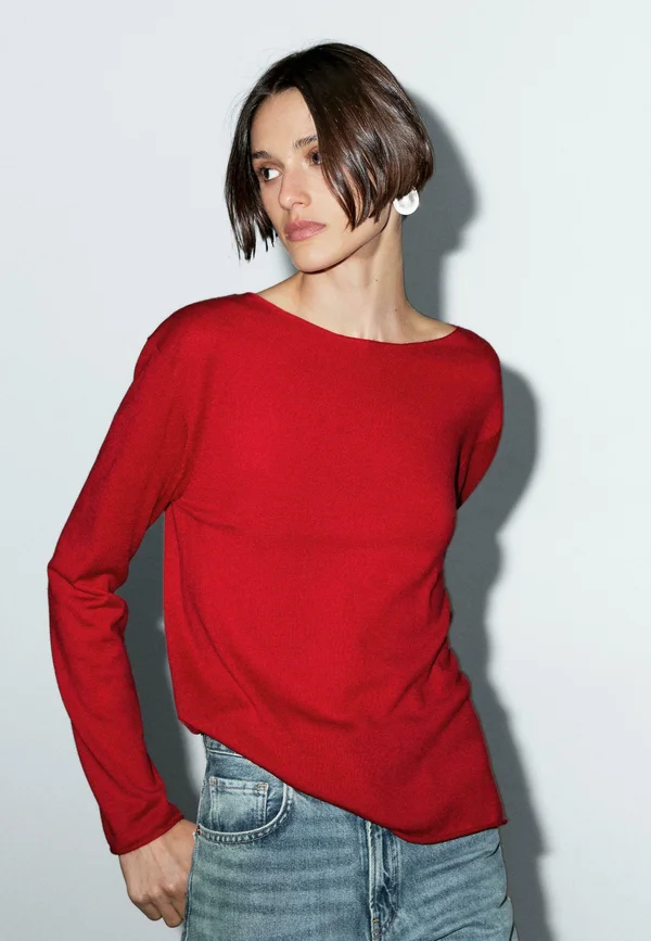 BOAT NECK LONG SLEEVE - Strickpullover - red