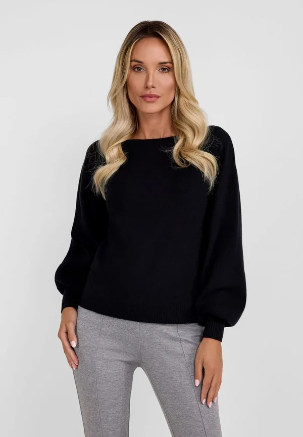 BOAT NECK - Strickpullover - black