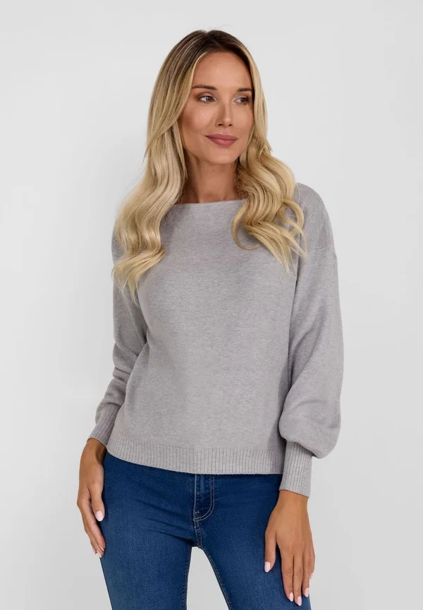 BOAT NECK - Strickpullover - mottled grey