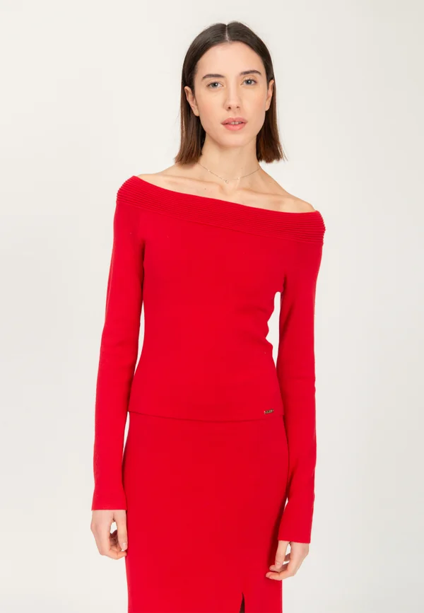 BOAT-NECK - Strickpullover - red