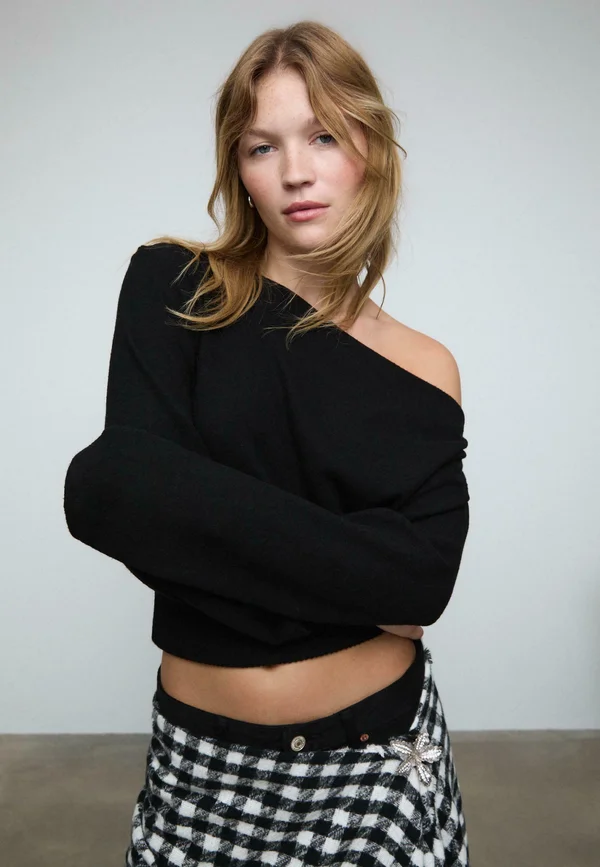 BOAT NECK WITH SASH  - Strickpullover - black