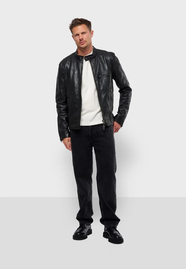 BOBBY - Lederjacke - black