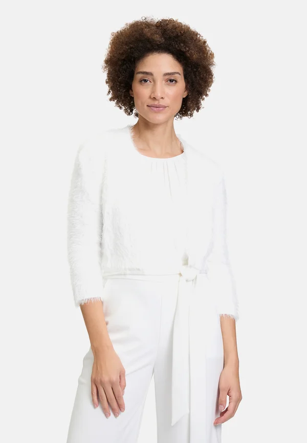BOLERO MIT STRUKTUR - Strickjacke - rohweiß