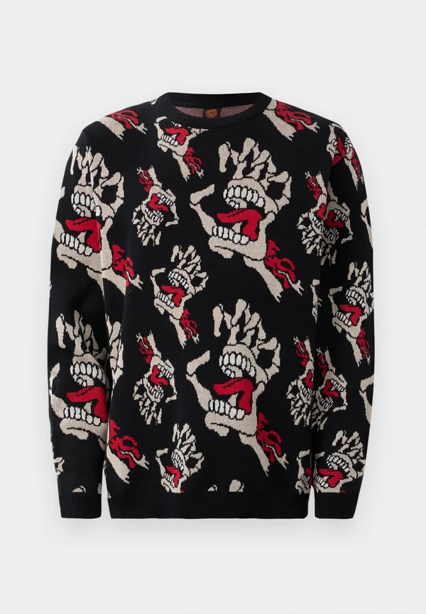 BONE HANDS ALL OVER CREW UNISEX - Strickpullover - black