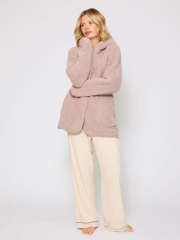 BORG BUTTON LOUNGE - Strickjacke - mink