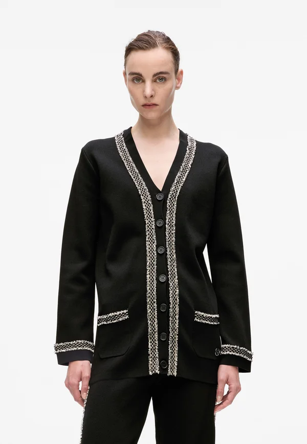 BOUCLÉ DETAIL - Strickjacke - black