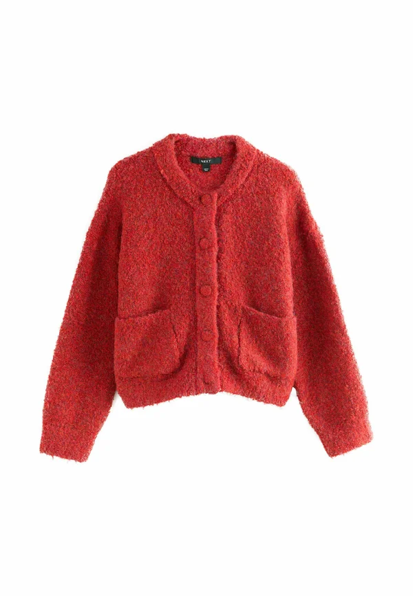 BOUCLE POCKET CREW NECK - Strickjacke - red