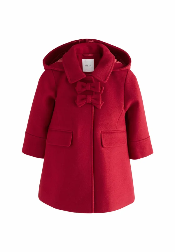 BOW DETAIL HOODED - Klassischer Mantel - red