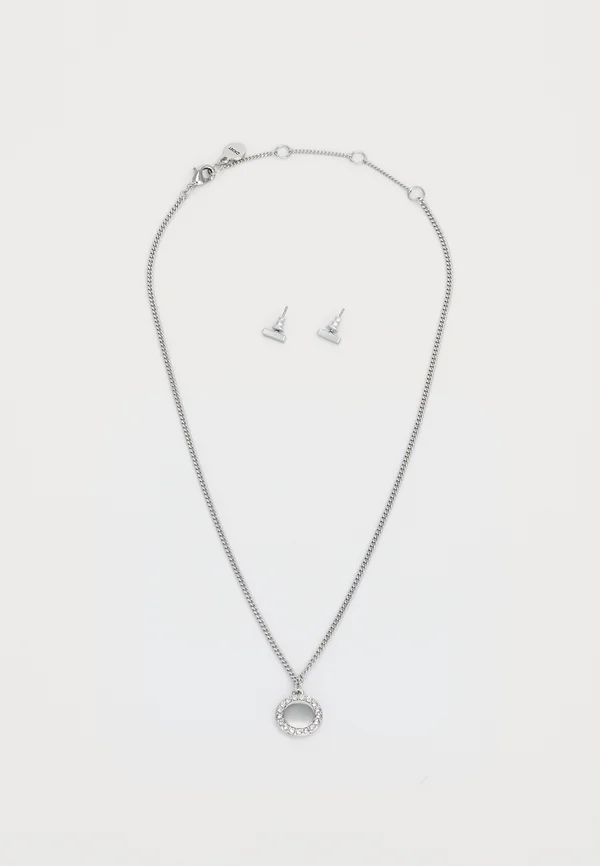 BOX DISK PENDANT SET - Ohrringe - silver-coloured