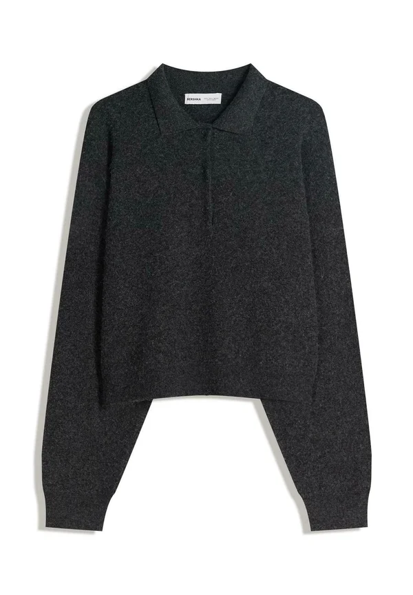 BOXY FIT POLO - Strickpullover - grey