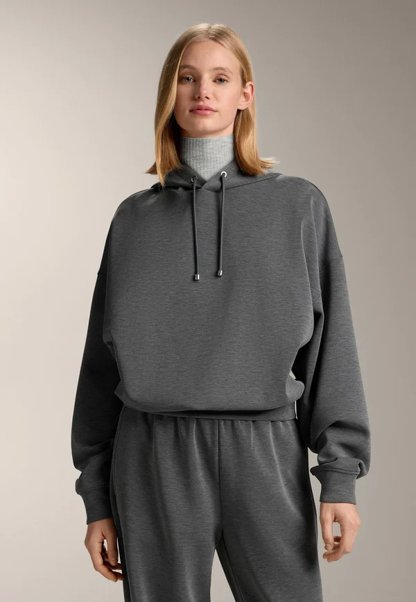 BOXY HOODED WITH BRUSHED MODAL MARL - Kapuzenpullover - mottled grey