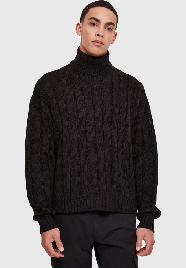 BOXY ROLL NECK   - Strickpullover - black