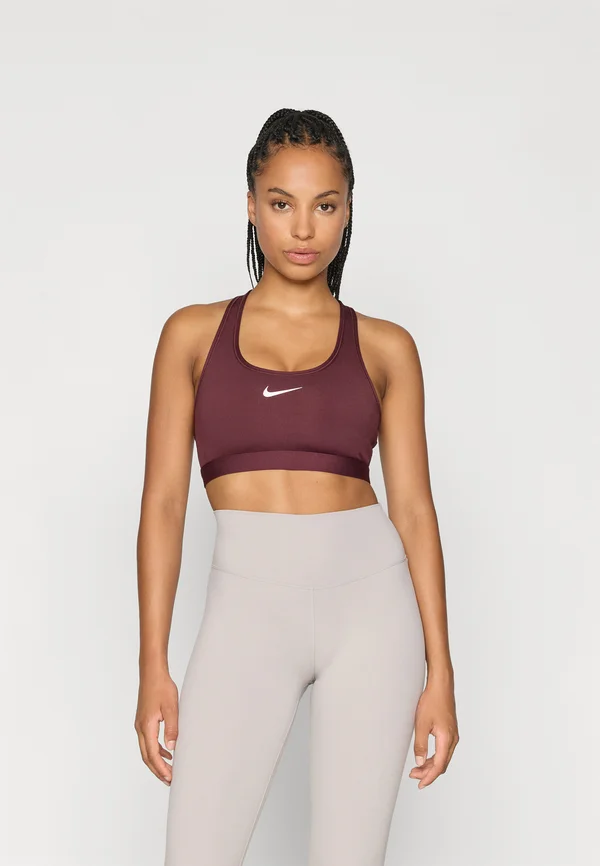 BRA - Sport-BH mit mittlerer Stützkraft - burgundy crush/white