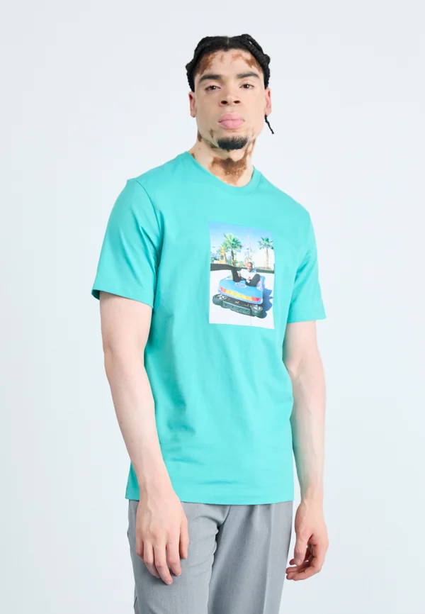 BRAND PHOTO CREW - T-Shirt print - washed teal/black